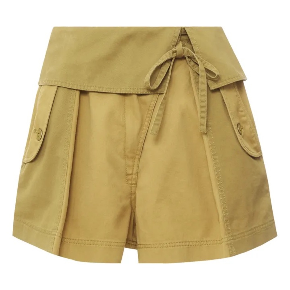 Ulla Johnson Mustard Cotton Tie-Waist Utility Shorts